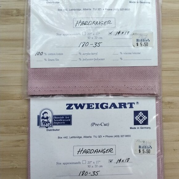 Zweigart Hardanger Cotton 2 New Packs #180-35 - 22 Count 14x18" Antique Pink - Picture 4 of 4
